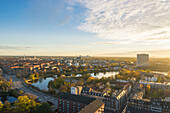 Copenhagen, Hovedstaden, Denmark, Northern Europe, Panorama of Copenhagen at the top of the Church of Our Savior in Christianshavn, one of the most famous churches in Denmark