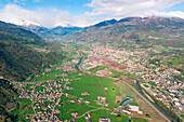 Luftaufnahme der Stadt Aosta, Aostatal, Italien, Europa