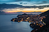 Dubrovnik city at dusk , Dubrovnik, Dubrovnik-Neretva county, Dalmatia region, Croatia, Europe