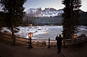 sunset at Karersee during the Christmas market in a particolar atmosphere