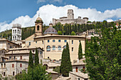 Europa, Italien, Umbrien, Perugia, Ein Blick auf Assisi mit der Großen Festung