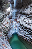 Europe, Italy, Veneto, Belluno, The gorge of Brent de l'art in winter, Sant'Antonio di Tortal, municipality of Trichiana