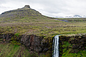 Cloudy day on the Laugavegur trekking to glaciesr Eyjafjallajokull and Mýrdalsjökull, a waterfall of Skogar River - Summer - Iceland