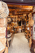 Interior of a typical shop of local food and products in the medieval alleys of the old town Bonifacio Corsica France Europe
