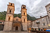 Cathedral of St Tryphon, view of the exterior facade, Kotor old city, Montenegro