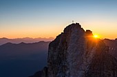 Sesto Sexten, Dolomites, South Tyrol, Italy Sunrise over the Cima Una Einser