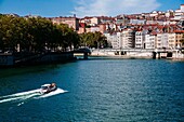 Bridge over river Rhone Lyon, France