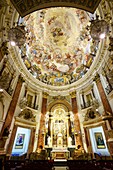 Altar and dome of the church of the Basilica of the Virgin of the Desamparados, Valencia, Spain