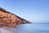 Felsküste mit Strandbucht in Tizzano, Südkorsika, Korsika, Südfrankreich, Frankreich, Südeuropa, Europa