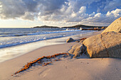 Rocks on the beach of Pinarellu, East Corsica, Corsica, Southern France, France, Southern Europe, Europe