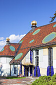 Street view of Hundertwasser church in Bärnbach, Styria, Austria, Europe