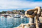 The harbour with the surrounding homes, Port de Sóller, Mallorca, Spain