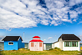 Beach huts on Vester Beach, Aeroskobing, Isle of Aero, Denmark
