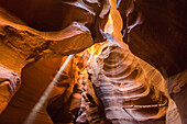 Lichtstrahl durch den oberen Antilopenschlucht, Navajo Tribal Park, Arizona, Vereinigte Staaten von Amerika, Nordamerika