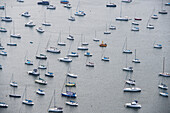 Sailboats anchored in bay of Rio de Janeiro
