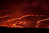 'Lava eruption on crater floor, Hawaii Volcanoes National Park; Island of Hawaii, Hawaii, United States of America'