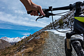 'Mountain biking in the Pennine Alps, near Zermatt; Valais, Switzerland'