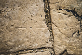 Compass Etched into Stone Path, Vis, Croatia