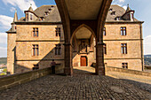 The transition to Wilhelmsbau at the Landgrafenschloss, Marburg, Hesse, Germany, Europe