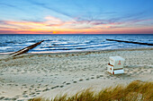 Beach near Ahrenshoop with beach chair, Baltic Sea, Mecklenburg-West Pomerania, Germany