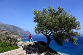 Over the beach of Sougia at Irinis gorge, southwest coast, Crete, Greece