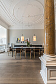 dining table in a modern furnished Art Nouveau apartment in Hamburg, north Germany, Europe