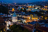 'Tbilisi at nighttime, the capital and the largest city of Georgia; Tbilisi, Georgia'