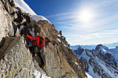 Climbing Les Droites, 4000m, Chamonix, Rhone Alpes, Haute Savoie, French Alps, France, Europe