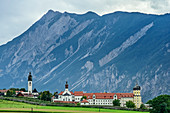 Monastery Stams with Tschirgant, Stams, valley Inntal, Tyrol, Austria