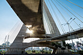Octavio Frias de Oliveira Bridge by Joao Valente Filho in the Brooklin district of Sao Paulo, Brazil, South America