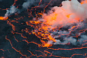 The very active lava lake of Mount Nyiragongo, Virunga National Park, UNESCO World Heritage Site, Democratic Republic of the Congo, Africa