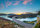 Loch a' Chairn Bhain, Kylesku, Kylesku Bridge, landmark on the North Coast 500 Tourist Route, Sutherland, Highlands, Scotland, United Kingdom, Europe