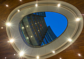 Milan, Lombardy, Italy, Gae Auelenti square view from bottom hole