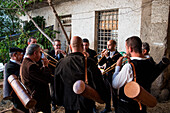 Launeddas musicians, Sorgono, Nuoro province, sardinia, italy, europe