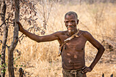 Saan man in Bushman Hunters Living History Village, Grashoek, Otjozondjupa, Namibia, Africa