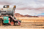 Lokomotive Zug in Wadi Rum Wüste, Jordanien