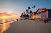 Bavaro Beach, Bavaro, Higuey, Punta Cana, Dominican Republic, Beach huts at sunrise