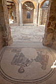 Antike römische Mosaiken in der archäologischen Stätte der Villa Romana del Casale Piazza Armerina Provinz Enna Sizilien Italien Europa