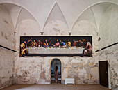 Fresko des letzten Abendmahls im Refektorium des Klosters Astino, Longuelo, Provinz Bergamo, Lombardei, Italien, Europa