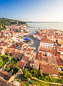 Piran, Slovenian Istria, Slovenia, Elevated view of the city
