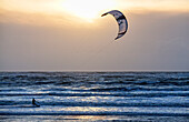 Kite surf at Le Fort Bloqué beach during winter time.