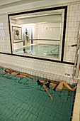 Tourists Bath In A Thermal Bath Facility In Bagneres-de-bigorre