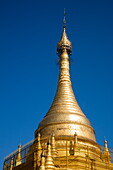 Golden pagoda at Shwe Paw island on Ayeyarwady (Irrawaddy) river, Shwegu, Kachin, Myanmar