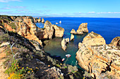 Portugal, Algarve, Lagos. Sculpted cliffs of Ponta da Piedade.
