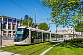 France, Normandy, Le Havre, CIty hall square, streetcar