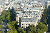 France. Paris 17th district. Place de l'Etoile. Left side: avenue Carnot. Right side: avenue Mac Mahon