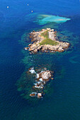 France, Western France, aerial view of Quiberon peninsula. Small island off the Pointe Conguel.