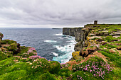 High above the cliffs, the Kitchener Memorial, Orkney Islands, Scotland, United Kingdom, Europe