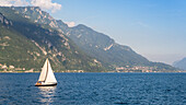 Yacht Segel am Comer See, Lombardei, Italienische Seen, Italien, Europa