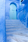 Walls and steps in the old town of Chefchaouen ,Chaouen,  ,The Blue City, Morocco, North Africa, Africa